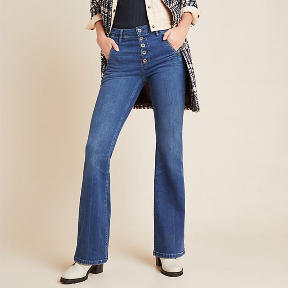 Anthro Pilcro High Rise Trouser Bootcut Jeans 32